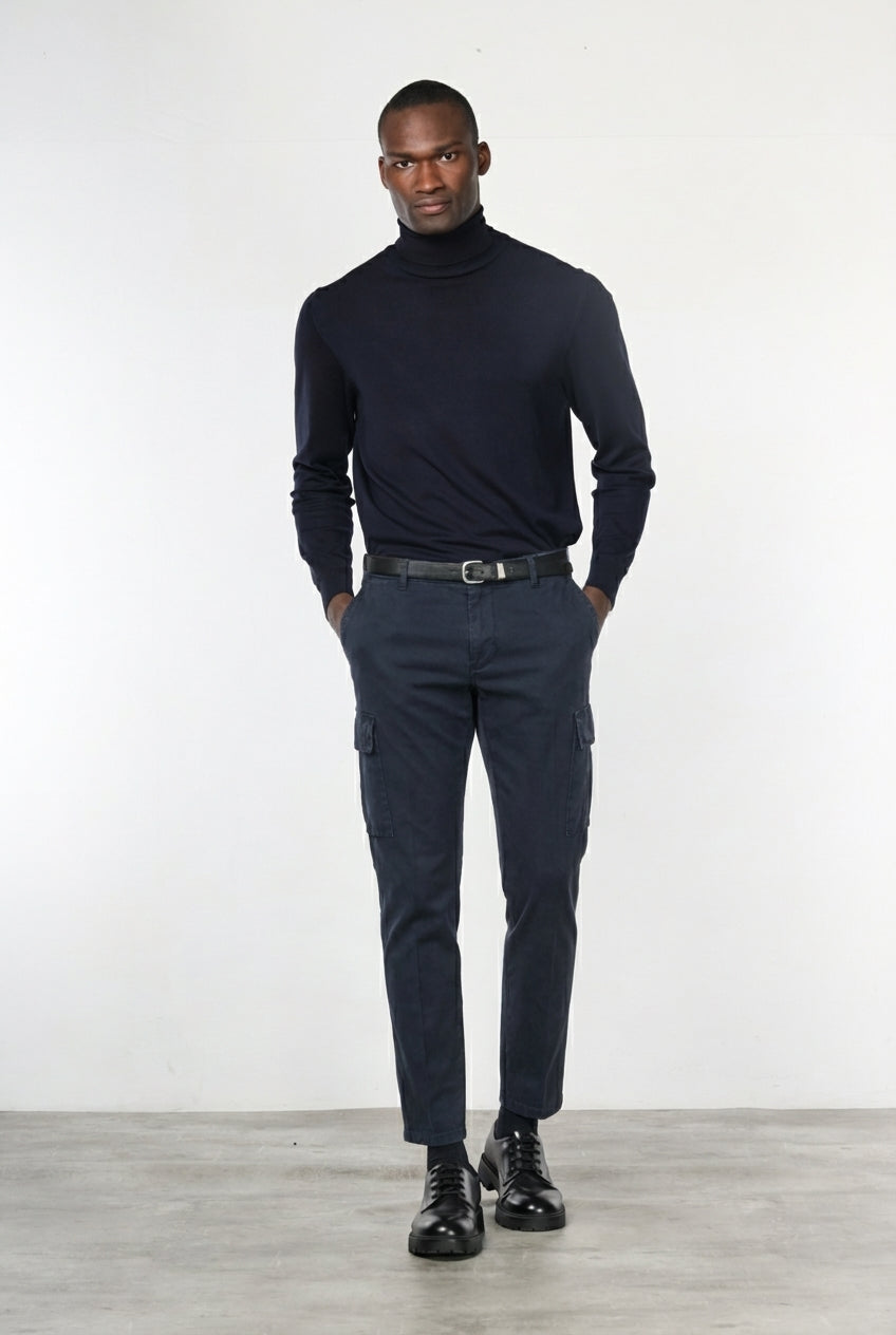Chile pantalone cargo uomo in gabardina stretch extra slim fit ①
