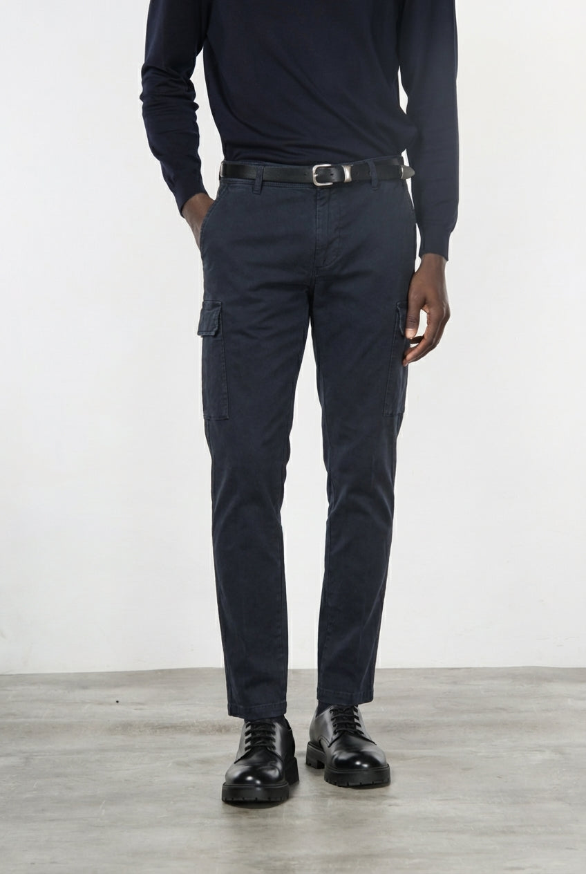 Chile pantalone cargo uomo in gabardina stretch extra slim fit ①