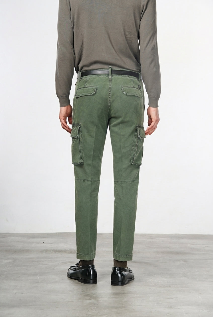 Chile pantalone cargo uomo in gabardina stretch extra slim fit ①