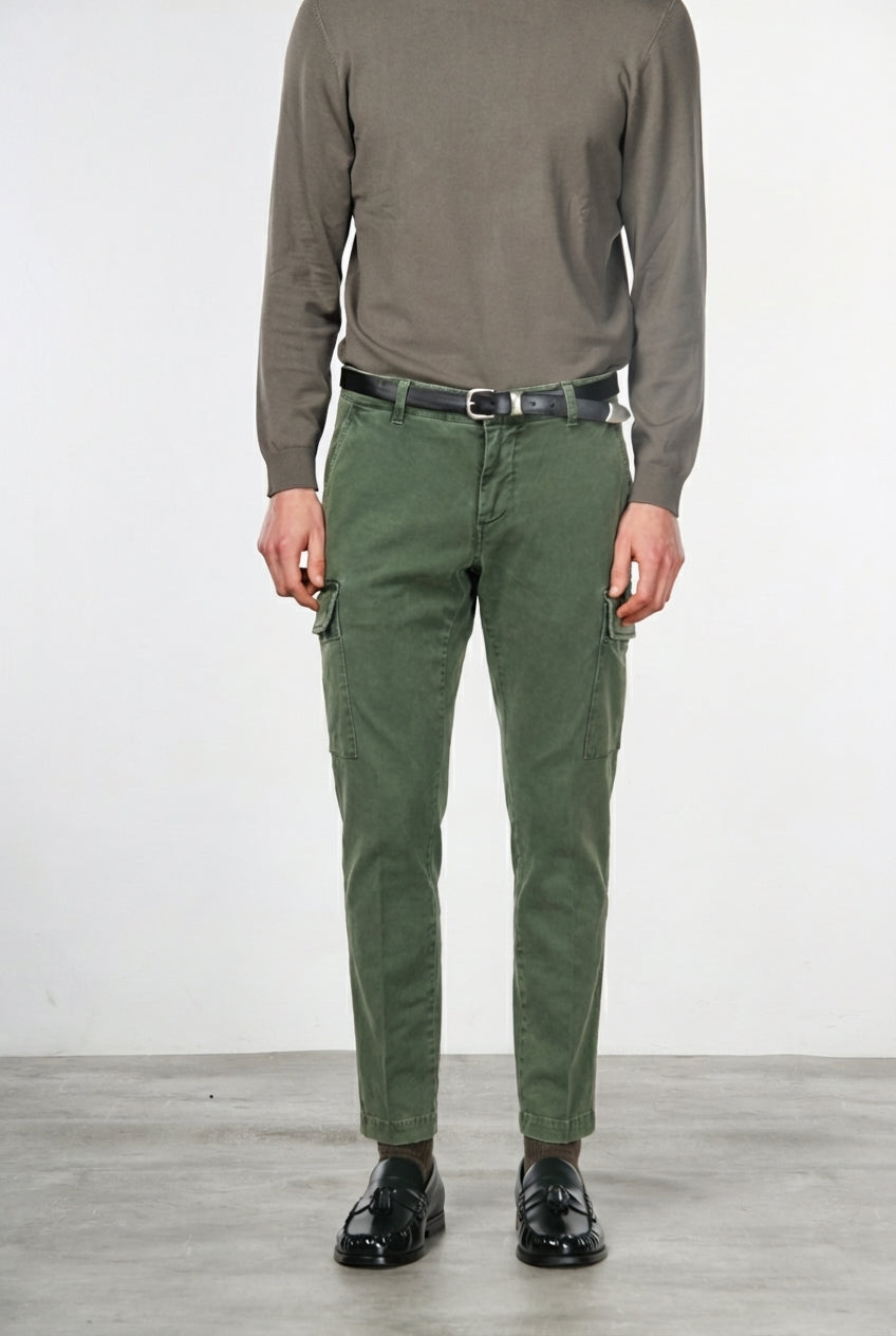 Chile pantalone cargo uomo in gabardina stretch extra slim fit ①