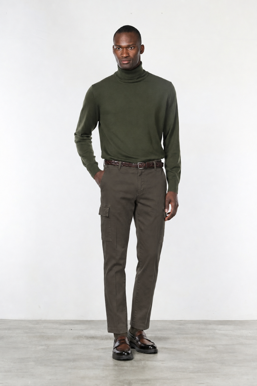Chile pantalón cargo de hombre en gabardina stretch extra slim fit ①
