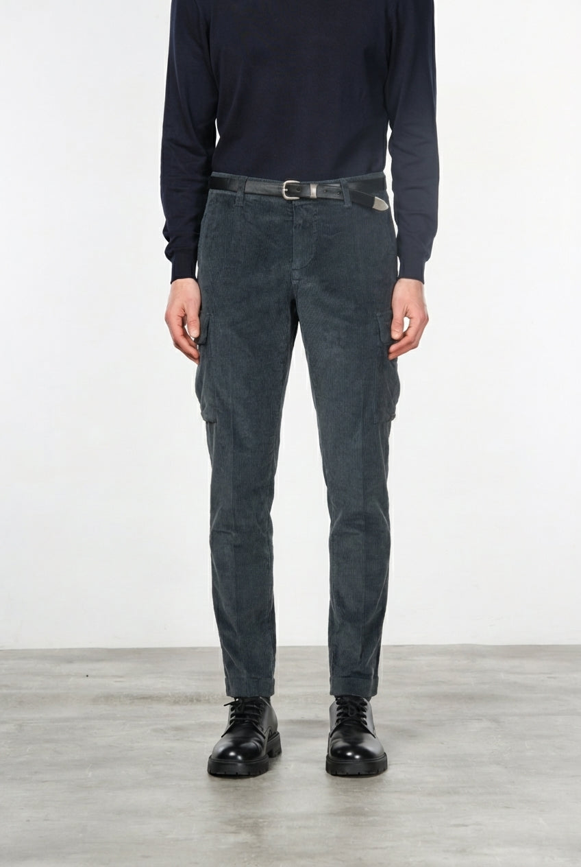 Chile pantalone cargo uomo in velluto 500 righe extra slim fit ①