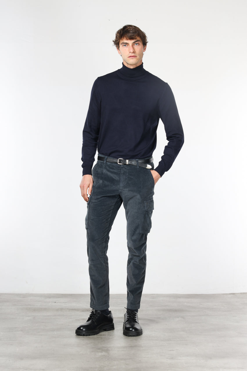 Chile pantalone cargo uomo in velluto 500 righe extra slim fit ①