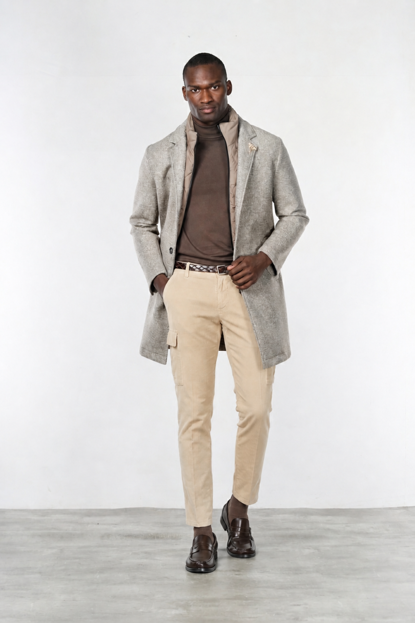 Chile pantalone cargo uomo in velluto 500 righe extra slim fit ①