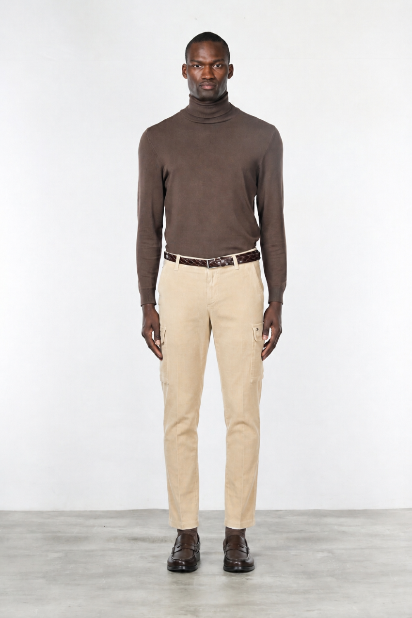 Chile pantalone cargo uomo in velluto 500 righe extra slim fit ①