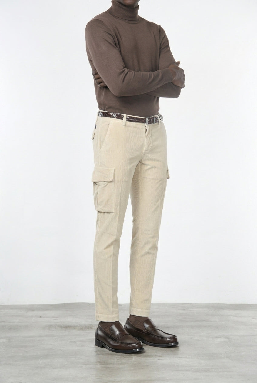Chile pantalone cargo uomo in velluto 500 righe extra slim fit ①