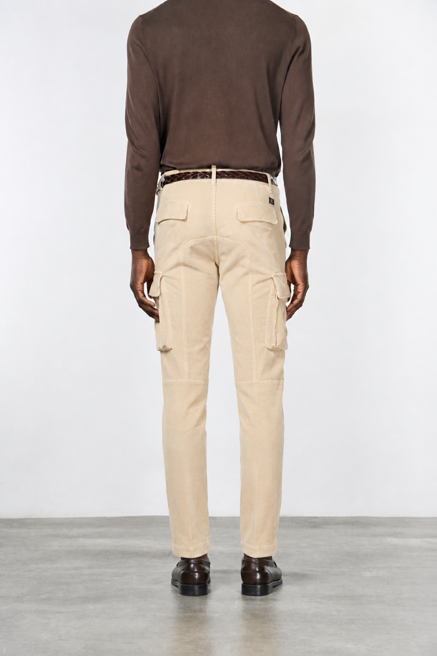 Chile pantalone cargo uomo in velluto 500 righe extra slim fit ①
