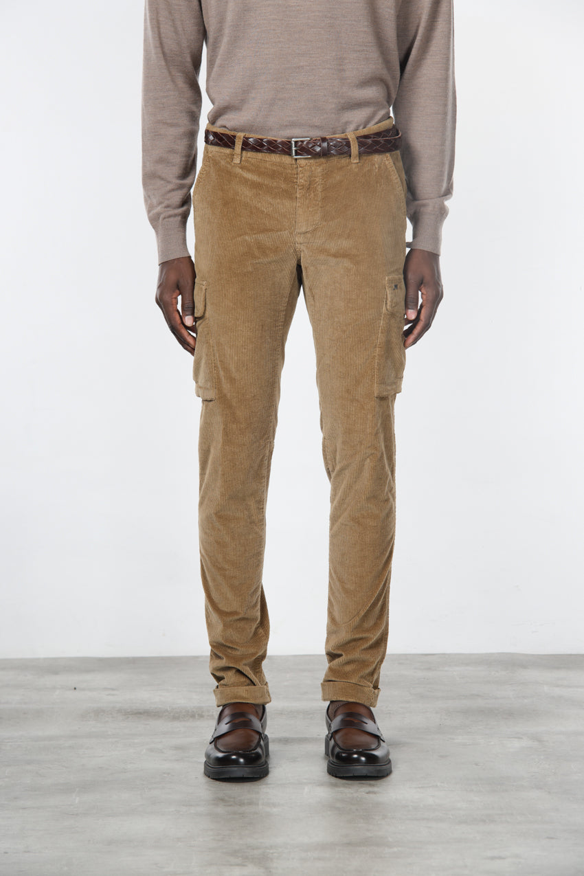 Chile pantalone cargo uomo in velluto 500 righe extra slim fit ①