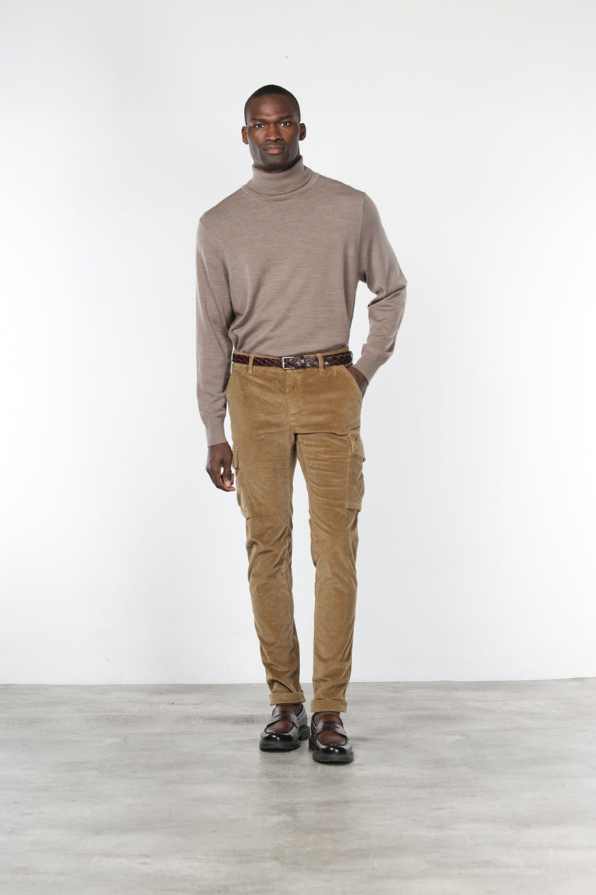 Chile pantalone cargo uomo in velluto 500 righe extra slim fit ①