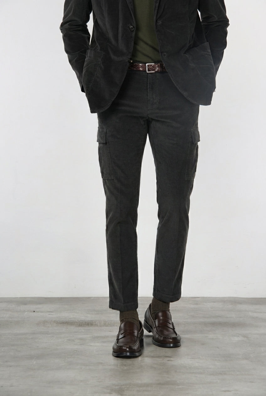 Chile pantalone cargo uomo in velluto 500 righe extra slim fit ①