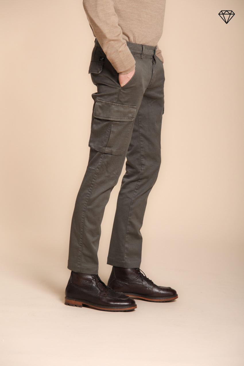 Foto 3 Chile pantalone cargo uomo in gabardina extra slim fit ①