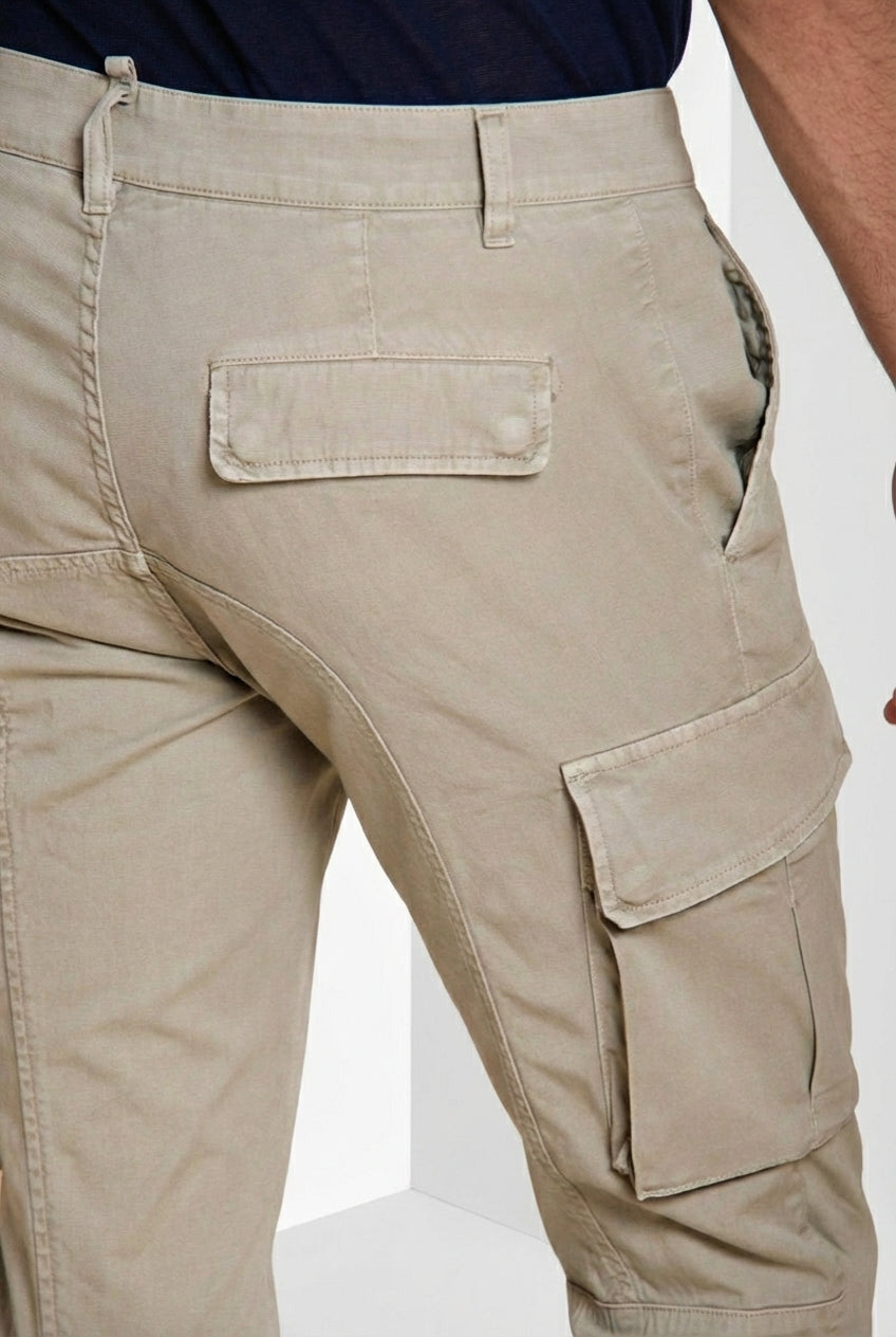 Chile pantalon cargo homme en satin stretch extra slim fit ①