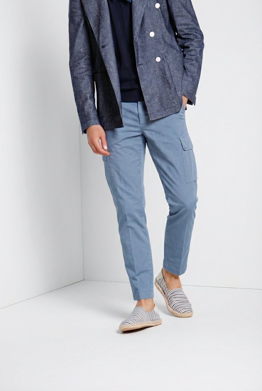 Chile pantalon cargo homme en satin stretch extra slim fit ①