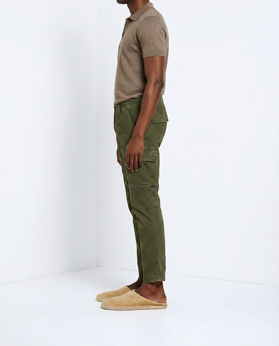 Chile men's cargo pants in stretch satin extra slim fit ①