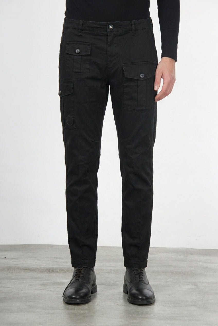 George Coolpocket pantalone cargo uomo in gabardina carrot fit ①