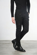 George Coolpocket pantalone cargo uomo in gabardina carrot fit ①
