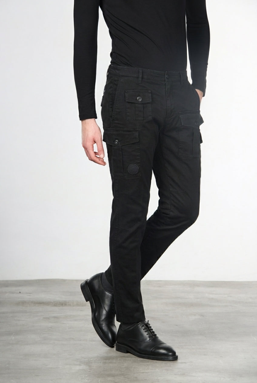 George Coolpocket pantalone cargo uomo in gabardina carrot fit ①