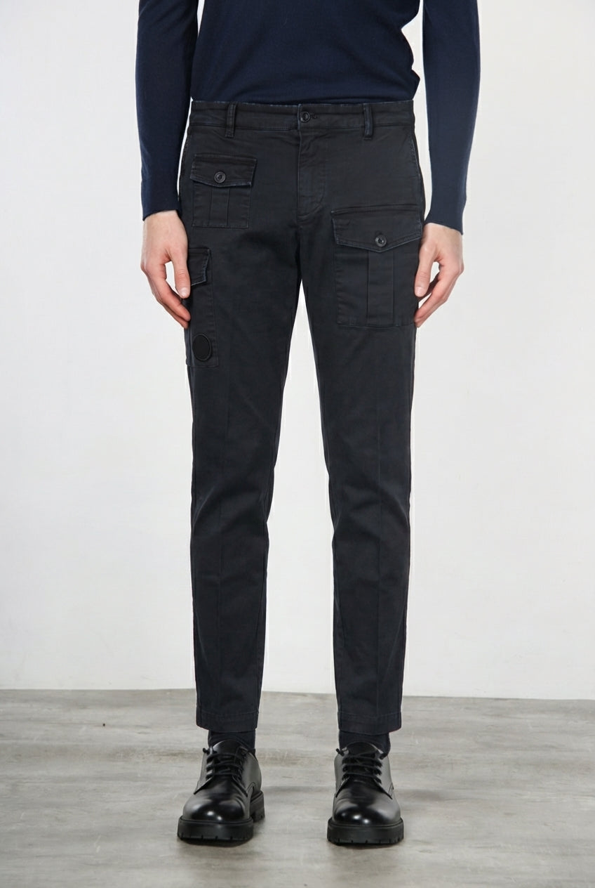 George Coolpocket pantalone cargo uomo in gabardina carrot fit ①