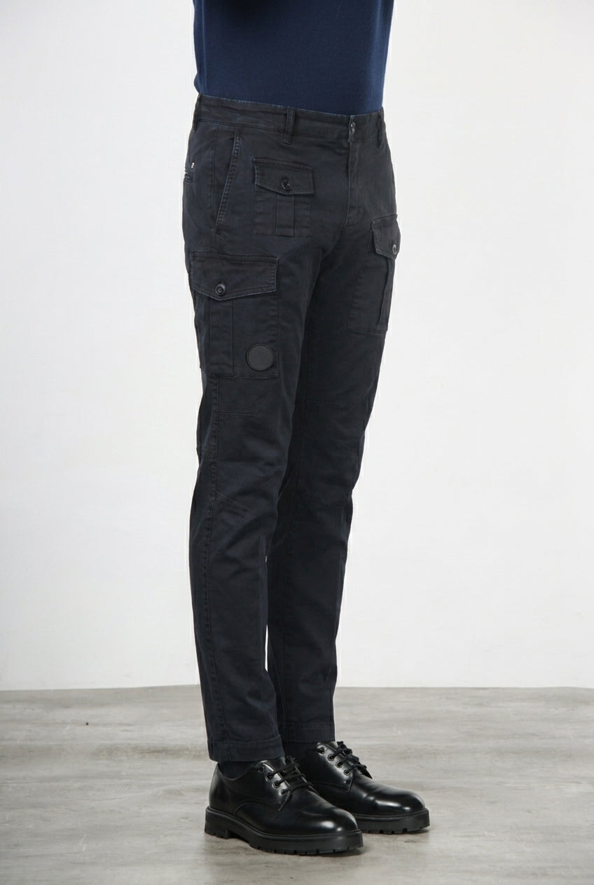 George Coolpocket pantalone cargo uomo in gabardina carrot fit ①
