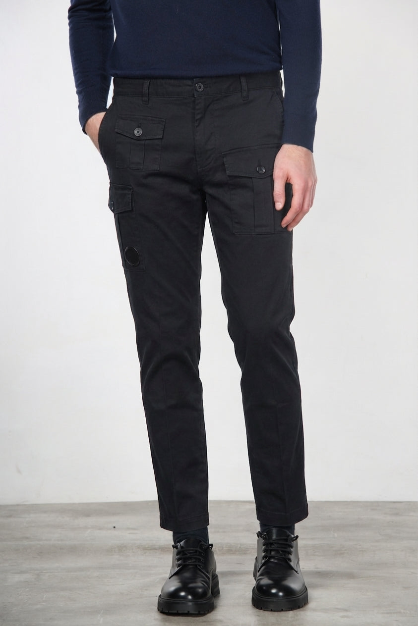 George Coolpocket pantalone cargo uomo in gabardina carrot fit ①