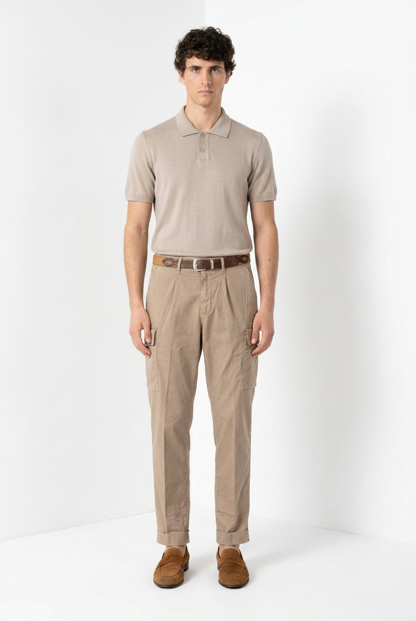 Dettaglio gamba pantalone cargo Mason's uomo kaki in twill SS26