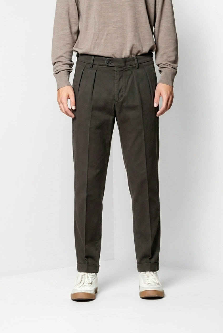Don Johnson 2 Pinces pantalone chino uomo in bull carrot fit