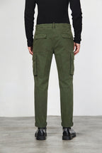 Chile pantalone cargo uomo in gabardina carrot fit