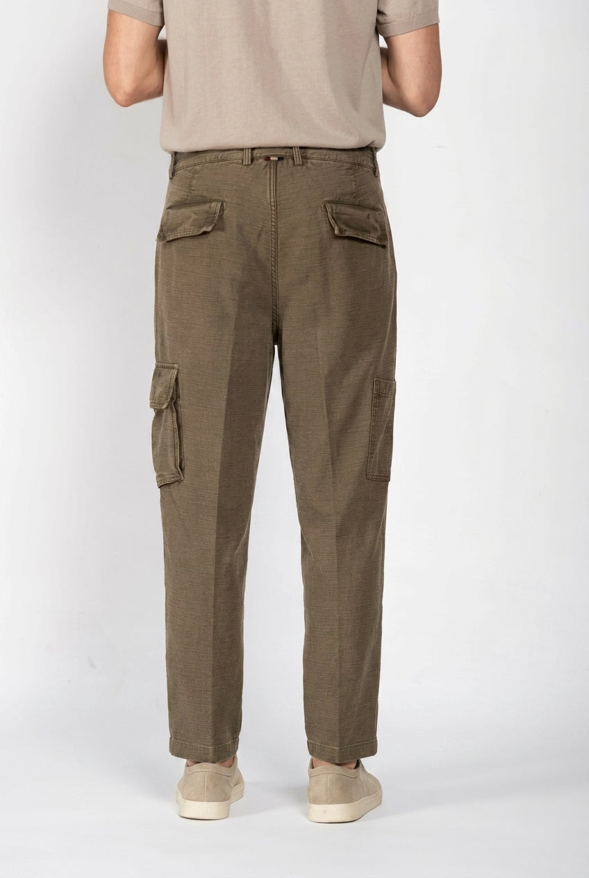 Cuba Work M74 pantalone cargo uomo in cotone fiammato relaxed fit ①
