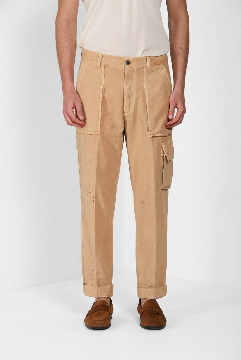 Cuba Work M74 pantalón cargo hombre en algodón flameado relaxed fit ①