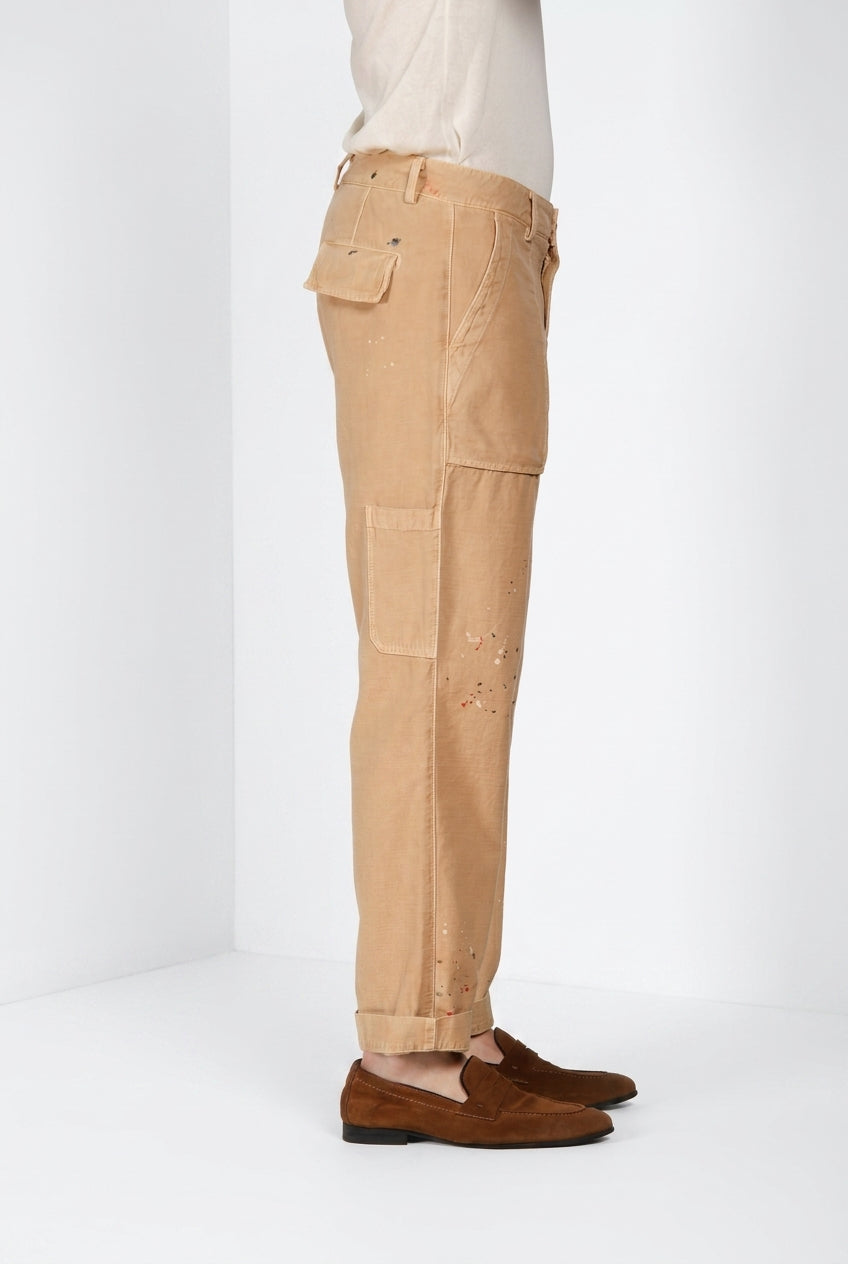 Cuba Work M74 pantalón cargo hombre en algodón flameado relaxed fit ①