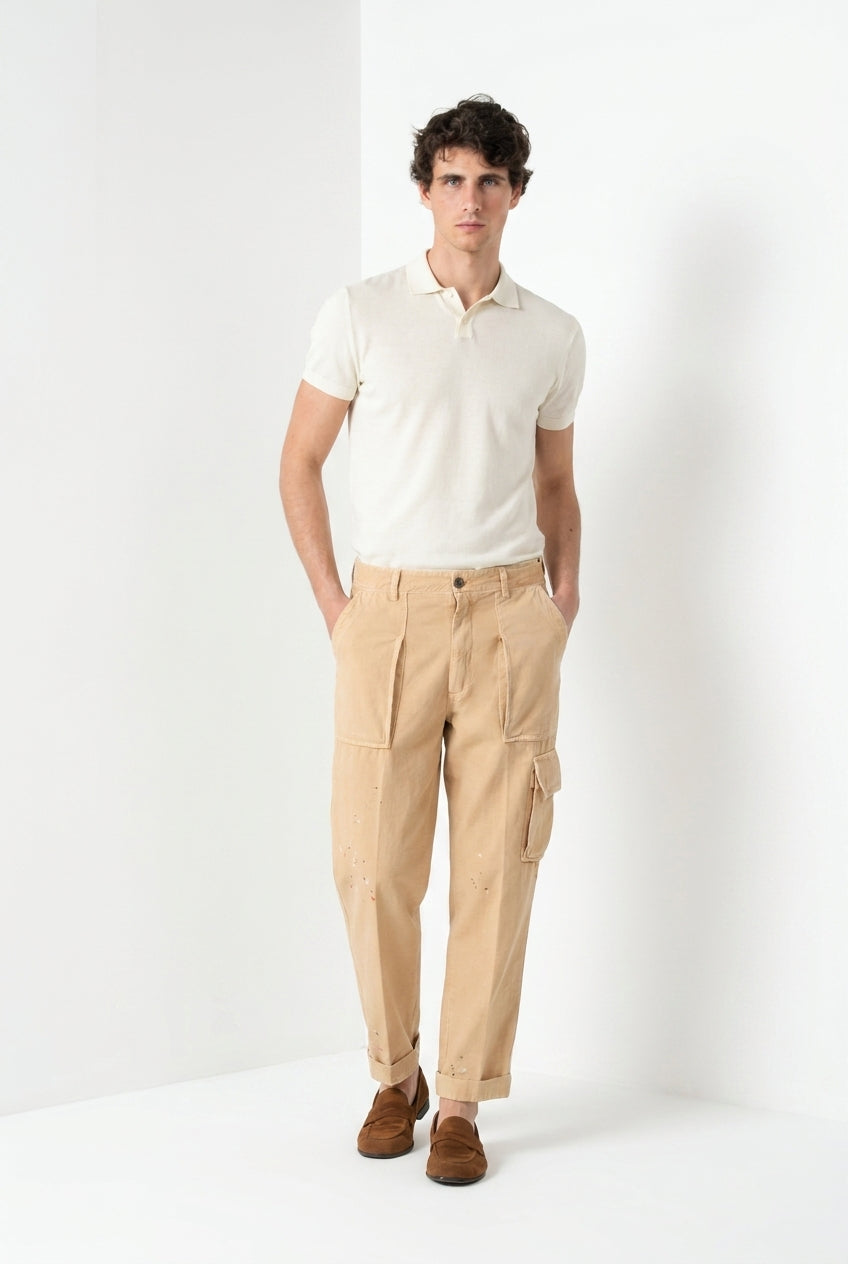 Cuba Work M74 pantalón cargo hombre en algodón flameado relaxed fit ①