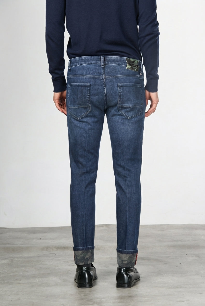 Harris pantalone 5 tasche uomo in denim fantasia camouflage slim fit