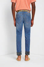 Harris pantalone 5 tasche uomo in denim stampa camouflage slim fit