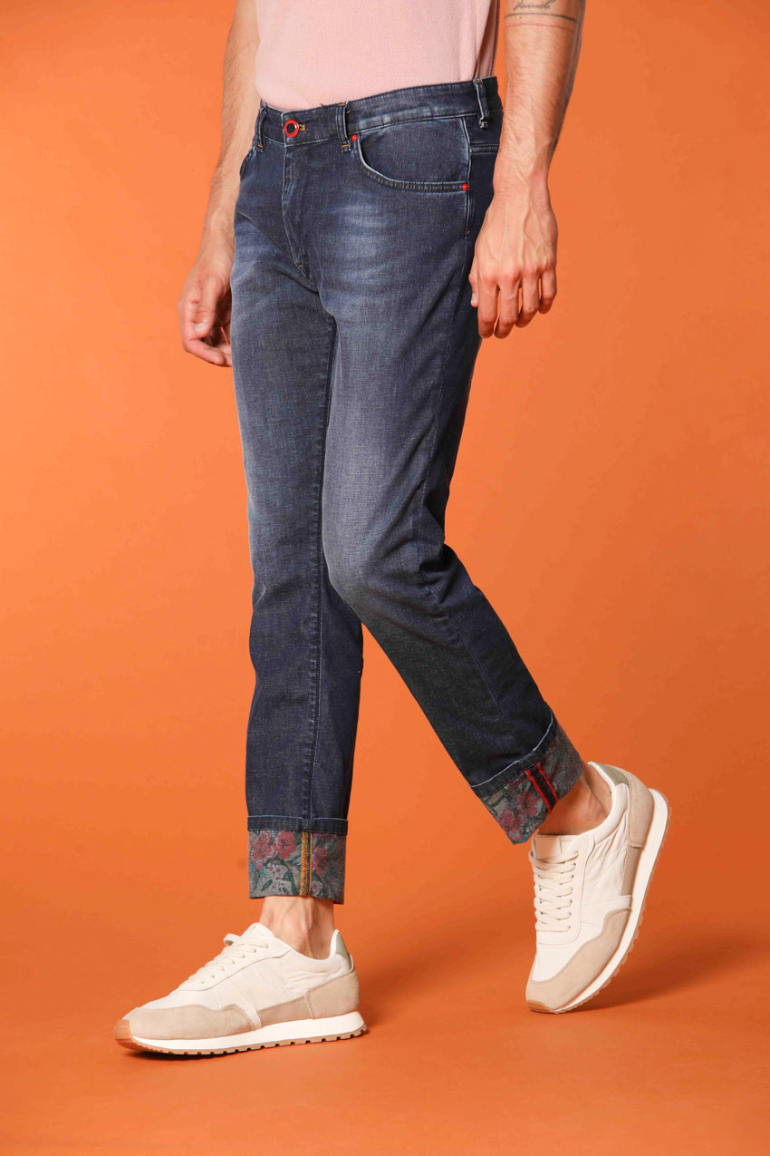 Harris 5-Taschen-Hose für Herren aus Denim mit floralem Innenmuster Slim Fit