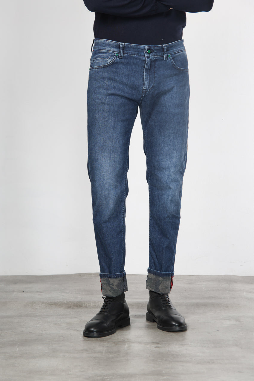 Harris pantalone 5 tasche uomo in denim fantasia camouflage regular fit