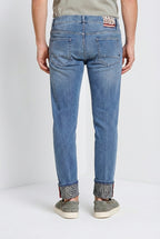 Harris men's 5-pocket denim pants with leaf print regular fit
