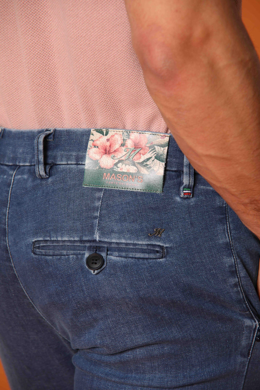 Milano Under 5 Taschen Herren Chino aus Denim mit floralem Innenprint Slim Fit