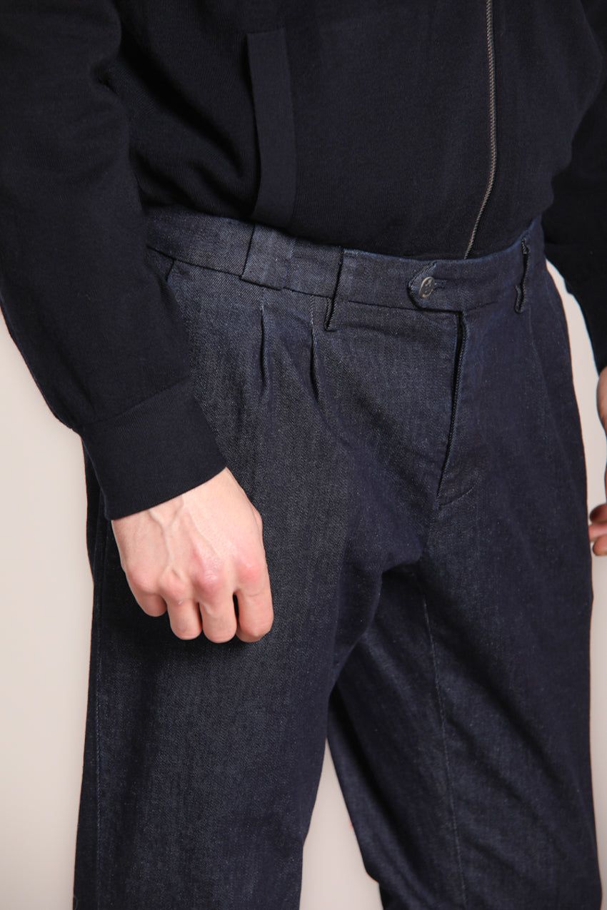 Foto 2 New York 2 Pinces pantalone chino uomo in denim stretch regular fit