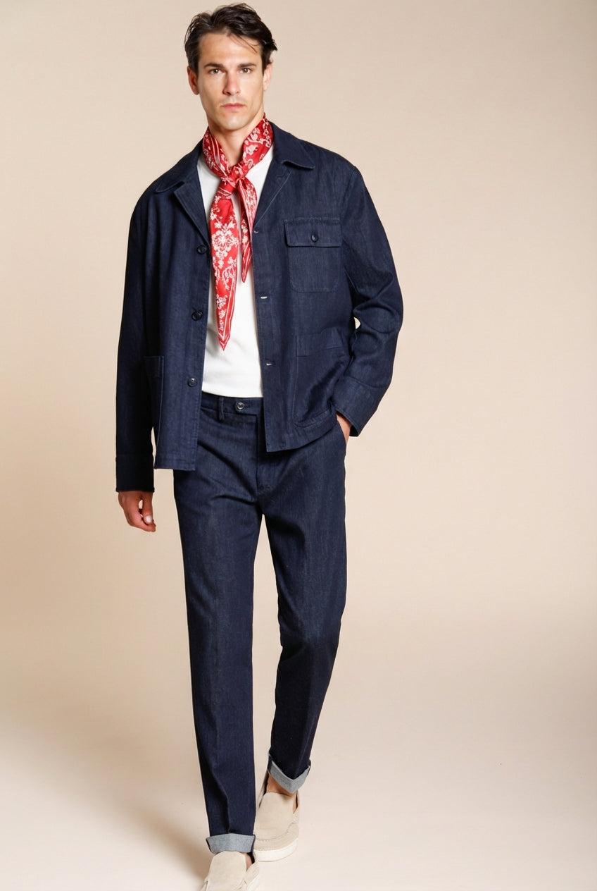 Boston pantalone chino uomo in denim relaxed fit