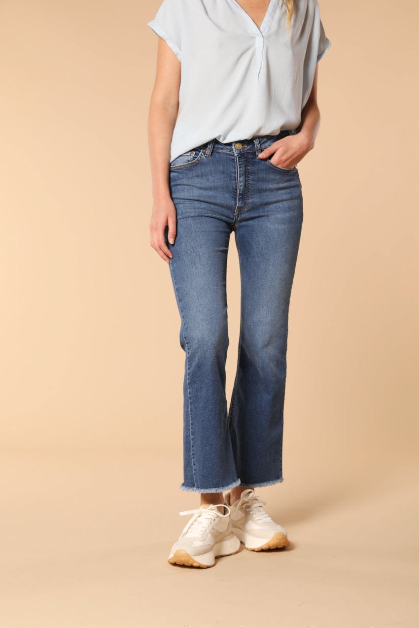 Olivia Damen 5-Taschen-Jeans in Stretch-Denim mit Trompeten-Saum Slim Fit