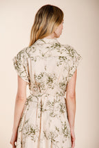 Yoko vestido mujer en tela mezcla lino y viscosa estampado floral