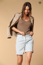 Jaqueline Damen Bermuda Chino in Gabardine mit Nieten Slim Fit  ①