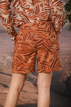 Jaqueline Damen Bermuda Chino aus Twill mit geometrischem Muster Slim Fit 