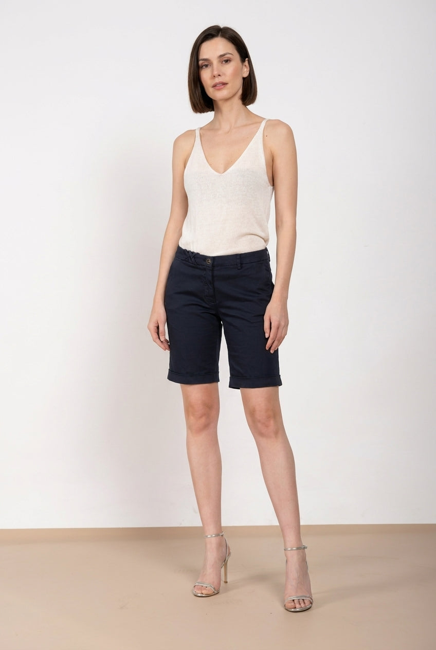 New York bermuda chino femme en satin stretch slim fit