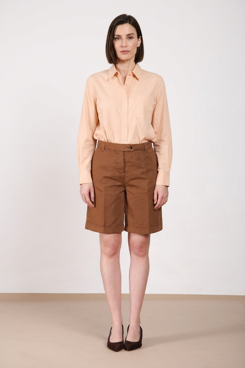 Brigitte bermuda chino femme en coton et lin flammé relaxed fit
