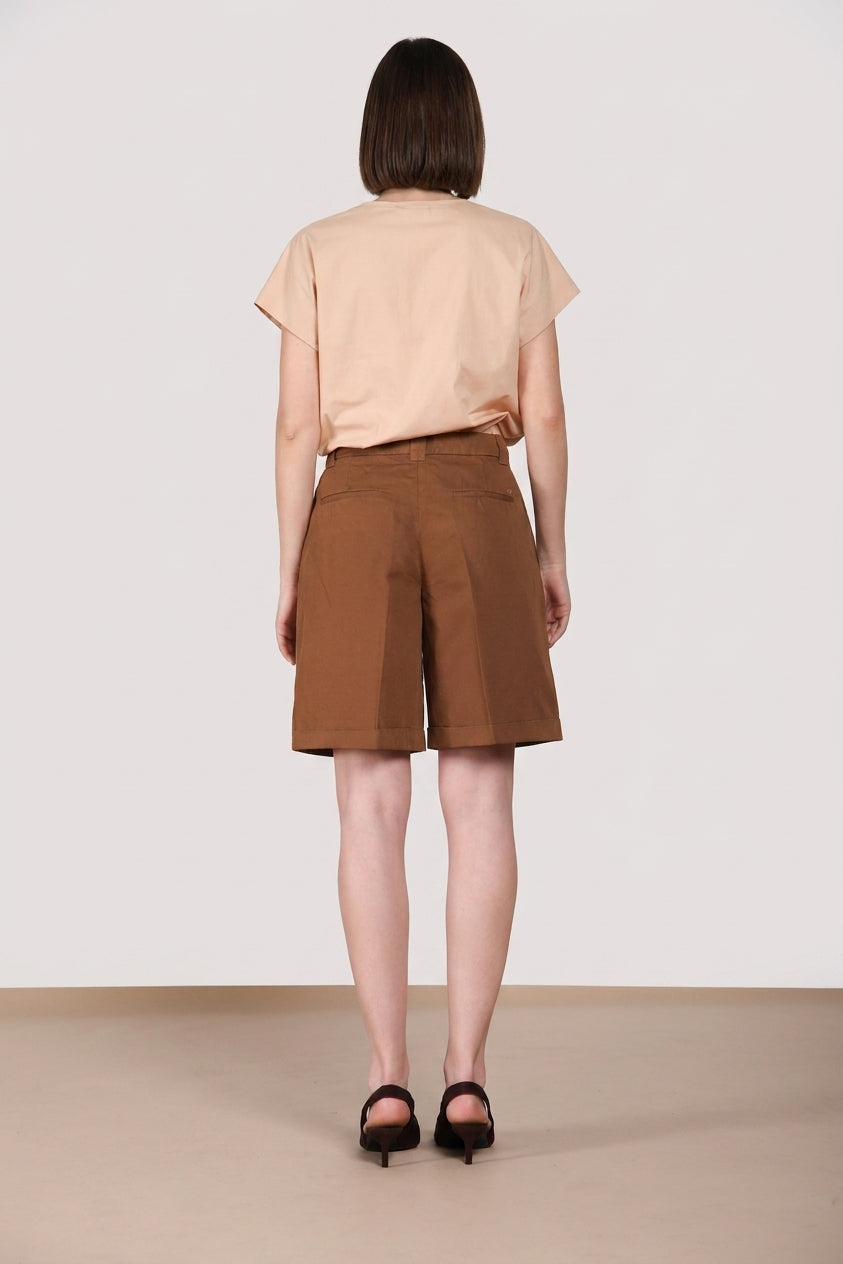 Brigitte bermuda chino femme en coton et lin flammé relaxed fit