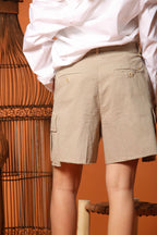 Judy Bermuda Cargo Damen in flammendem Panama-Baumwollgewebe Relaxed Fit