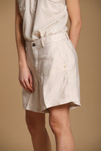 New York Cozy Bermuda Chino Damen in Strohgewebe Relaxed Fit