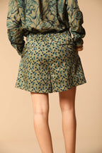 New York Cozy Bermuda Chino Damen in Satin und Baumwolle Stretch mit Blätterdruck Relaxed Fit