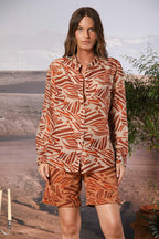 Delhi Damenbluse mit langen Ärmeln aus Musselin mit geometrischem Druck